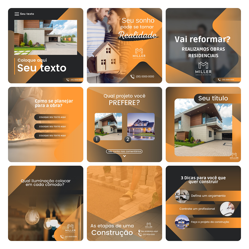 Pack Canva Construtora Template Editável 30 Artes + Bônus 2