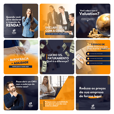 Pack Canva Contabilidade Template Editável 30 Artes + Bônus