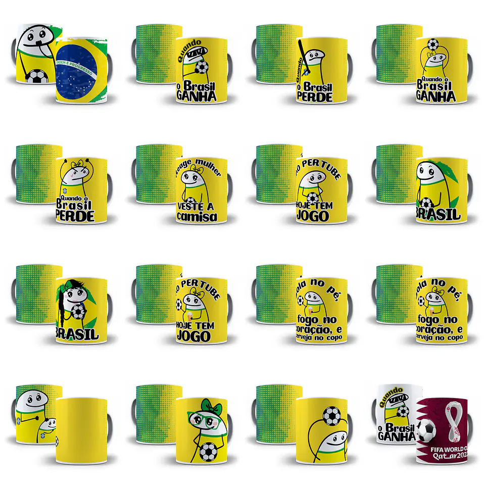 Kit Artes Canecas Flork Brasil Copa do Mundo 2022 Completo 10