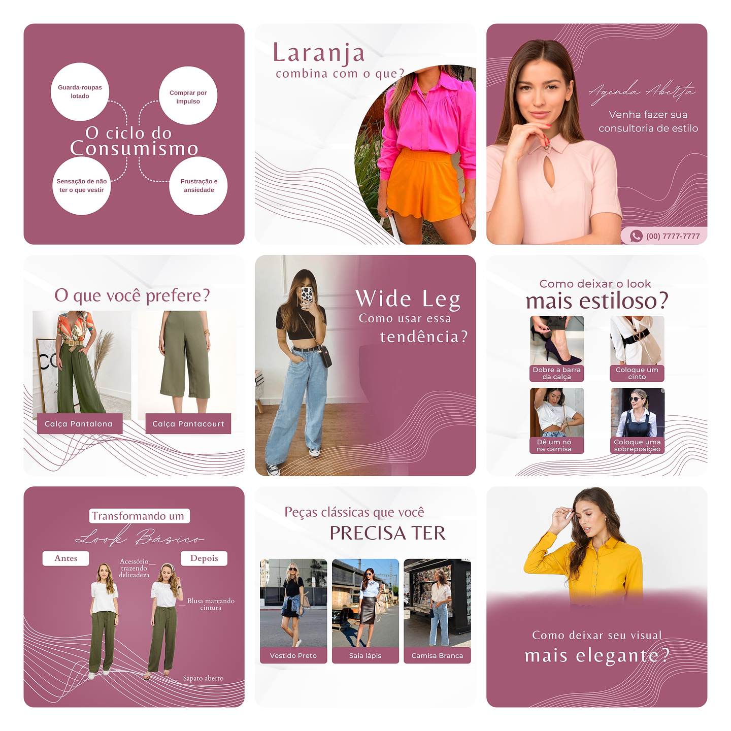 Pack Canva Consultora de Imagens Template Editável 30 Artes + Bônus 2