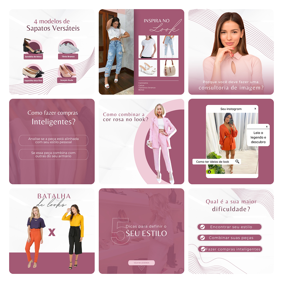 Pack Canva Consultora de Imagens Template Editável 30 Artes + Bônus 3