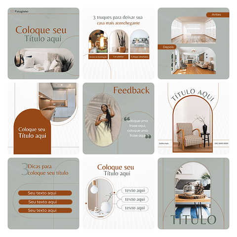 Pack Canva Designer de Interiores Template Editável 30 Artes + Bônus