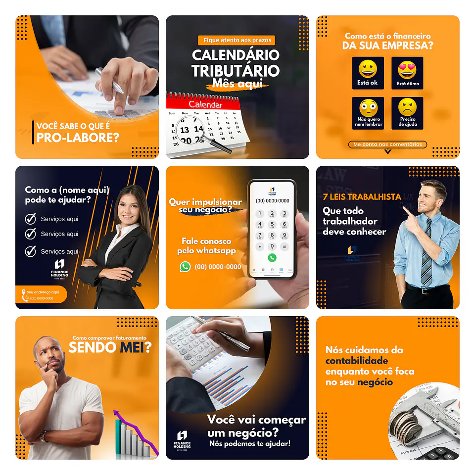 Pack Canva Contabilidade Template Editável 30 Artes + Bônus 3