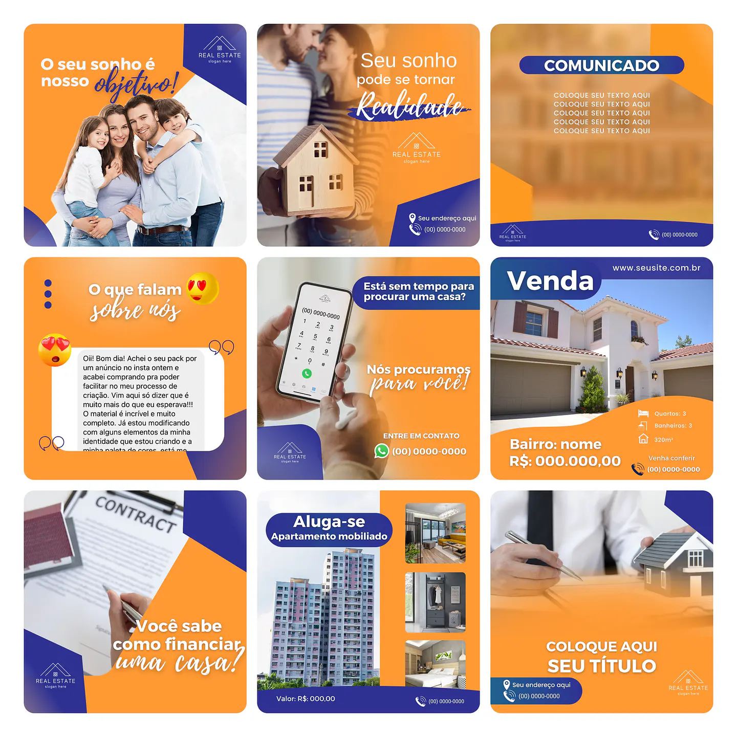 Pack Canva Imobiliária Template Editável 30 Artes + Bônus 1