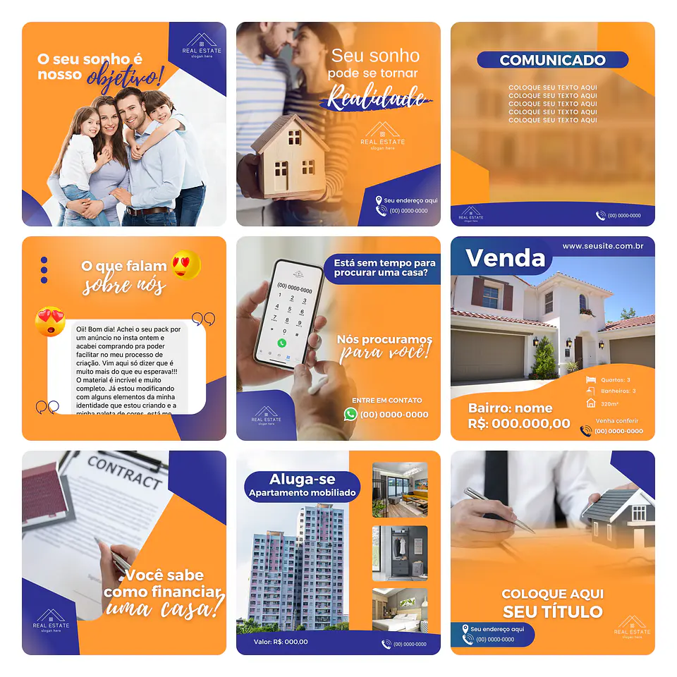 Pack Canva Imobiliária Template Editável 30 Artes + Bônus 1