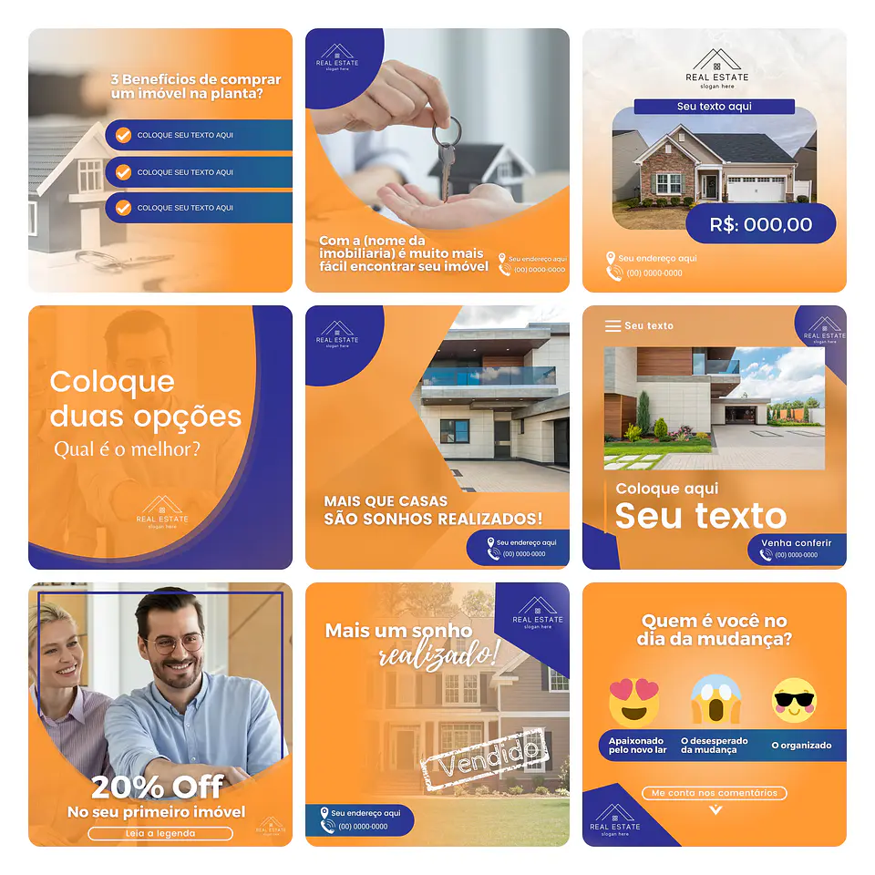 Pack Canva Imobiliária Template Editável 30 Artes + Bônus 2