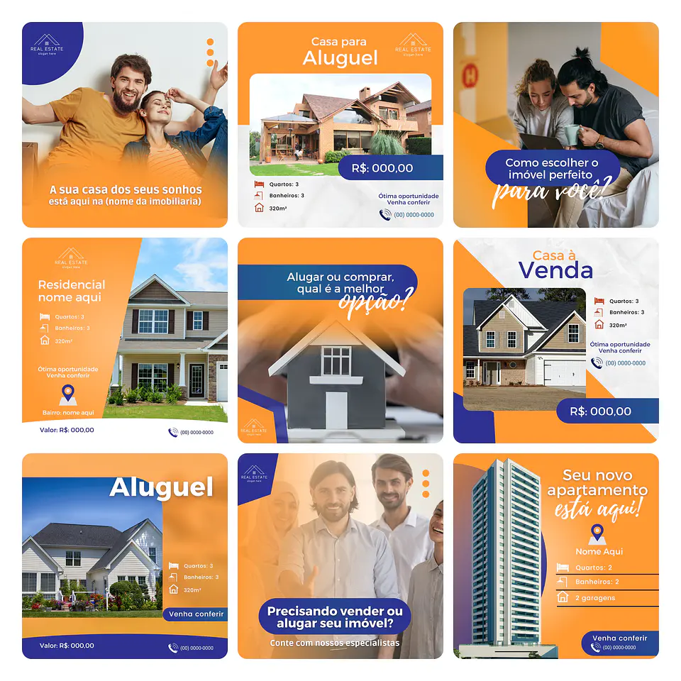 Pack Canva Imobiliária Template Editável 30 Artes + Bônus 3