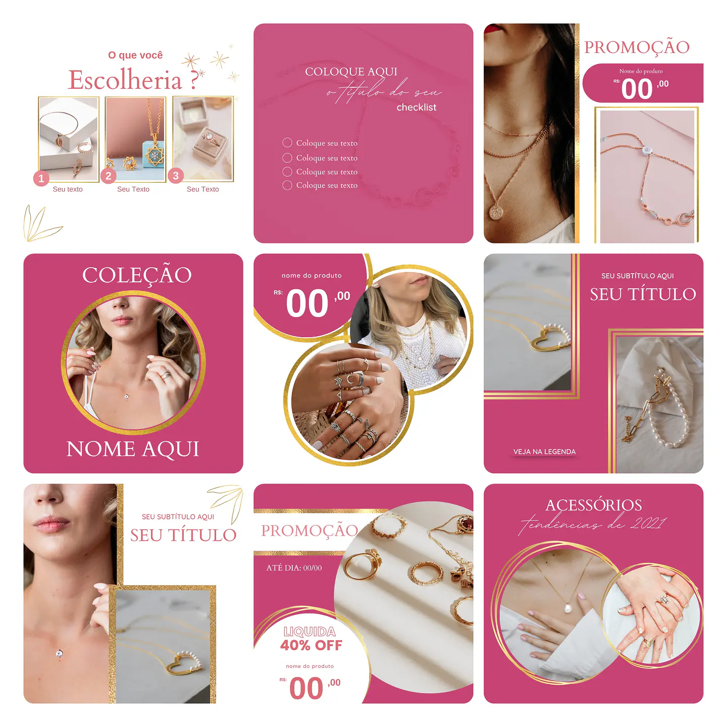 Pack Canva Loja de Acessórios Template Editável 50 Artes + Bônus 3