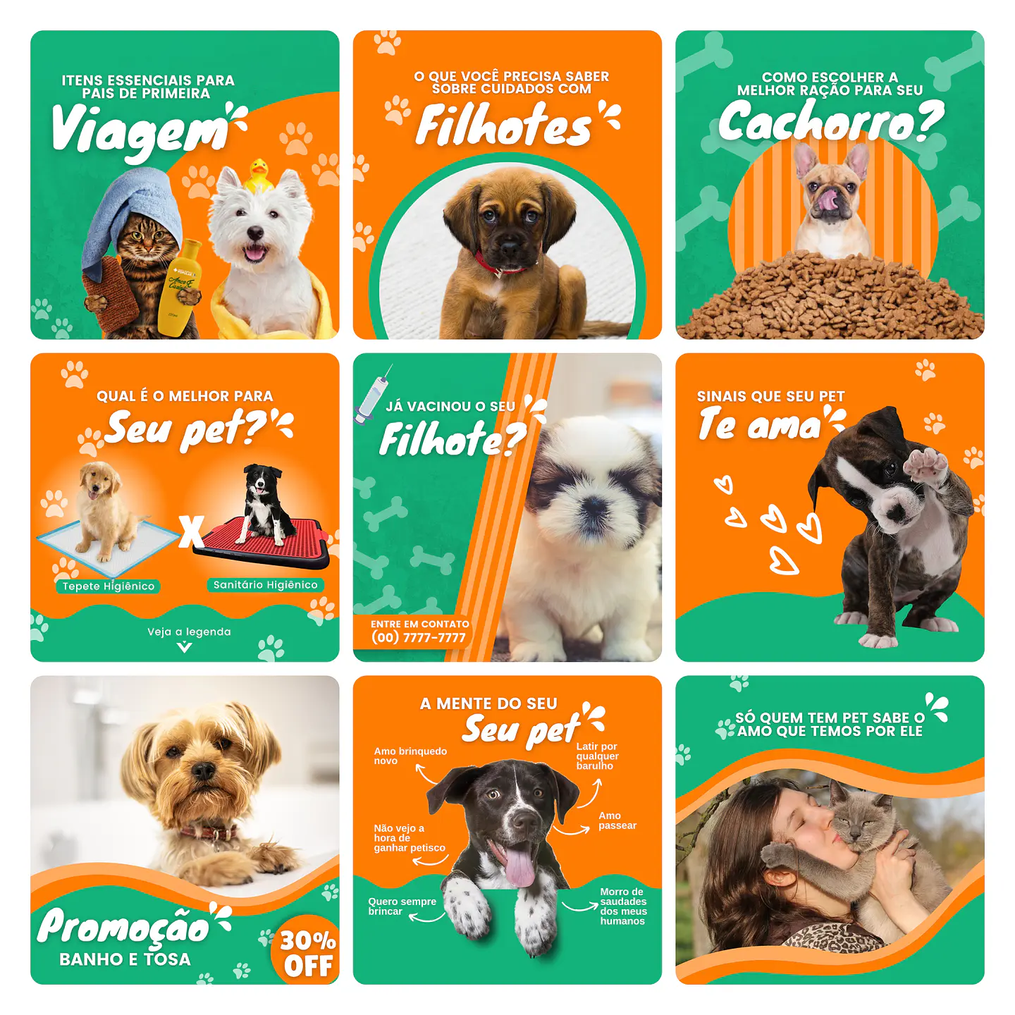 Pack Canva Pet Shop Template Editável 30 Artes + Bônus 1