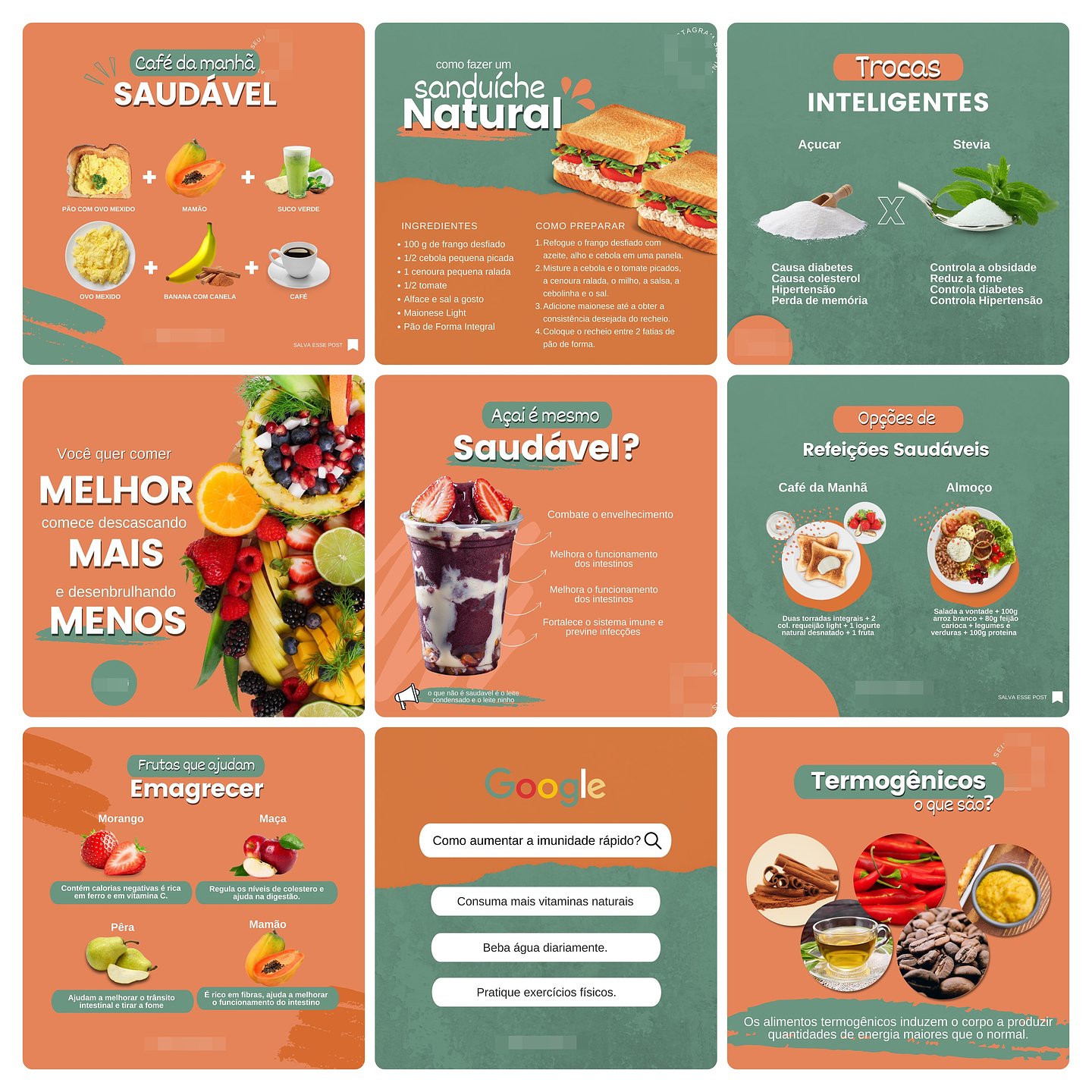 Pack Canva Nutricionista Template Editável 100 Artes + Bônus 2