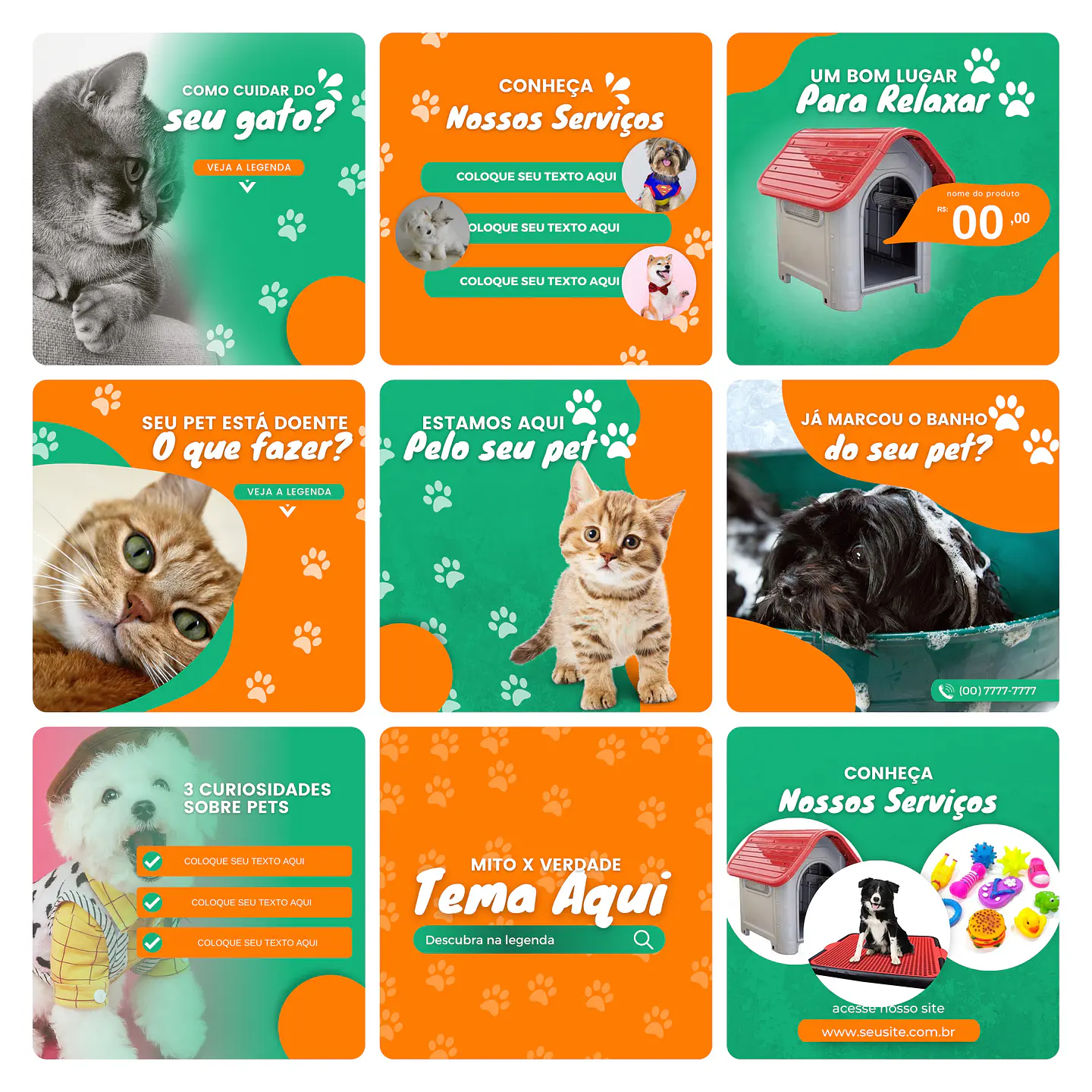 Pack Canva Pet Shop Template Editável 30 Artes + Bônus 2
