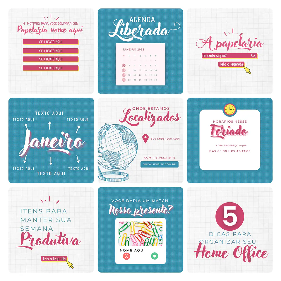 Pack Canva Papelaria Template Editável 30 Artes + Bônus 3