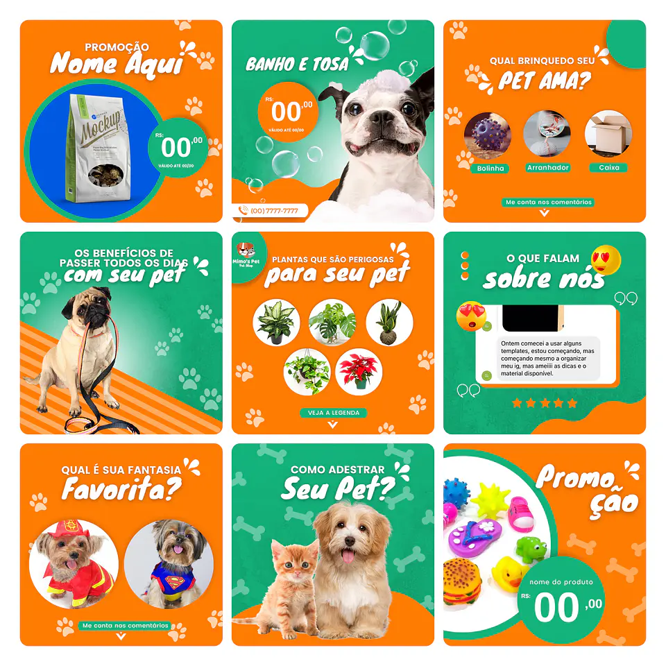 Pack Canva Pet Shop Template Editável 30 Artes + Bônus 3