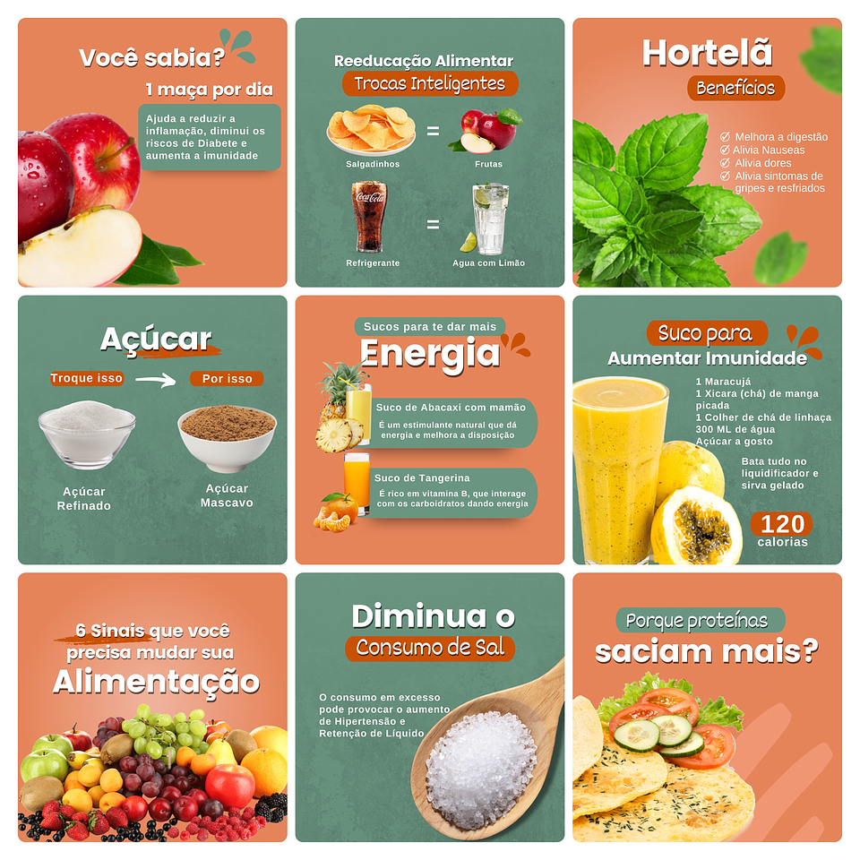 Pack Canva Nutricionista Template Editável 100 Artes + Bônus 4