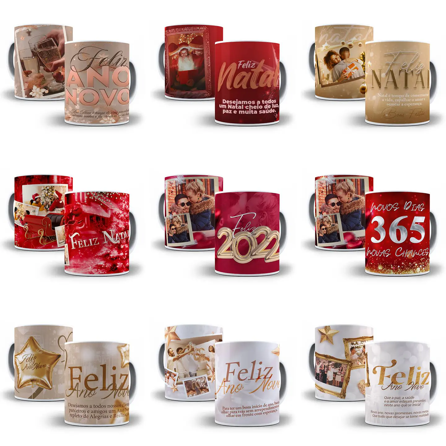 11 Artes Caneca Natal e Ano Novo Sublimação em Photoshop + Jpg  1