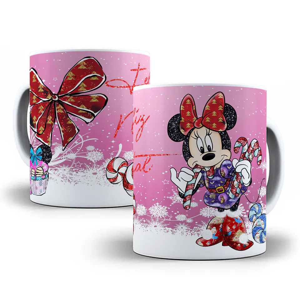 10 Artes Caneca Natal Turma do Mickey Aquarela Sublimação em Corel Draw + Jpg 2