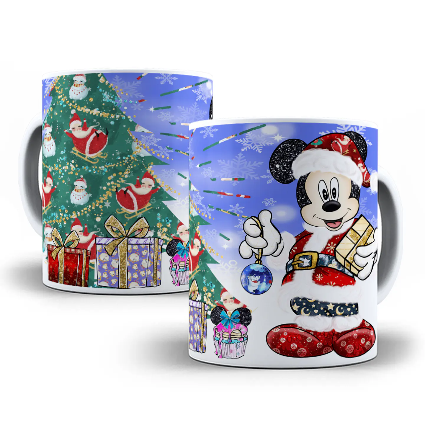 10 Artes Caneca Natal Turma do Mickey Aquarela Sublimação em Corel Draw + Jpg 3