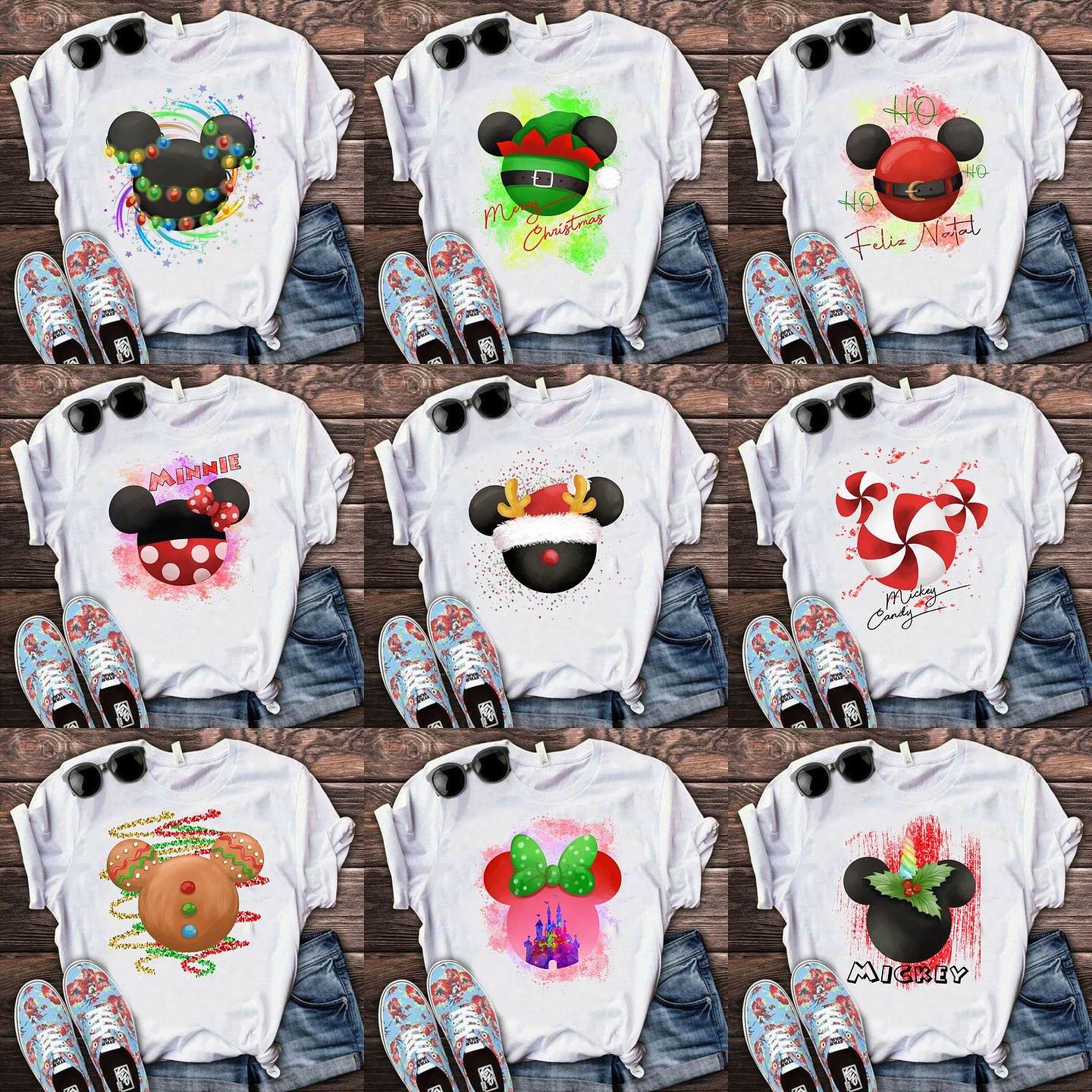 11 Artes Camisa Natal Mickey Sublimação em Corel Draw + Jpg 1