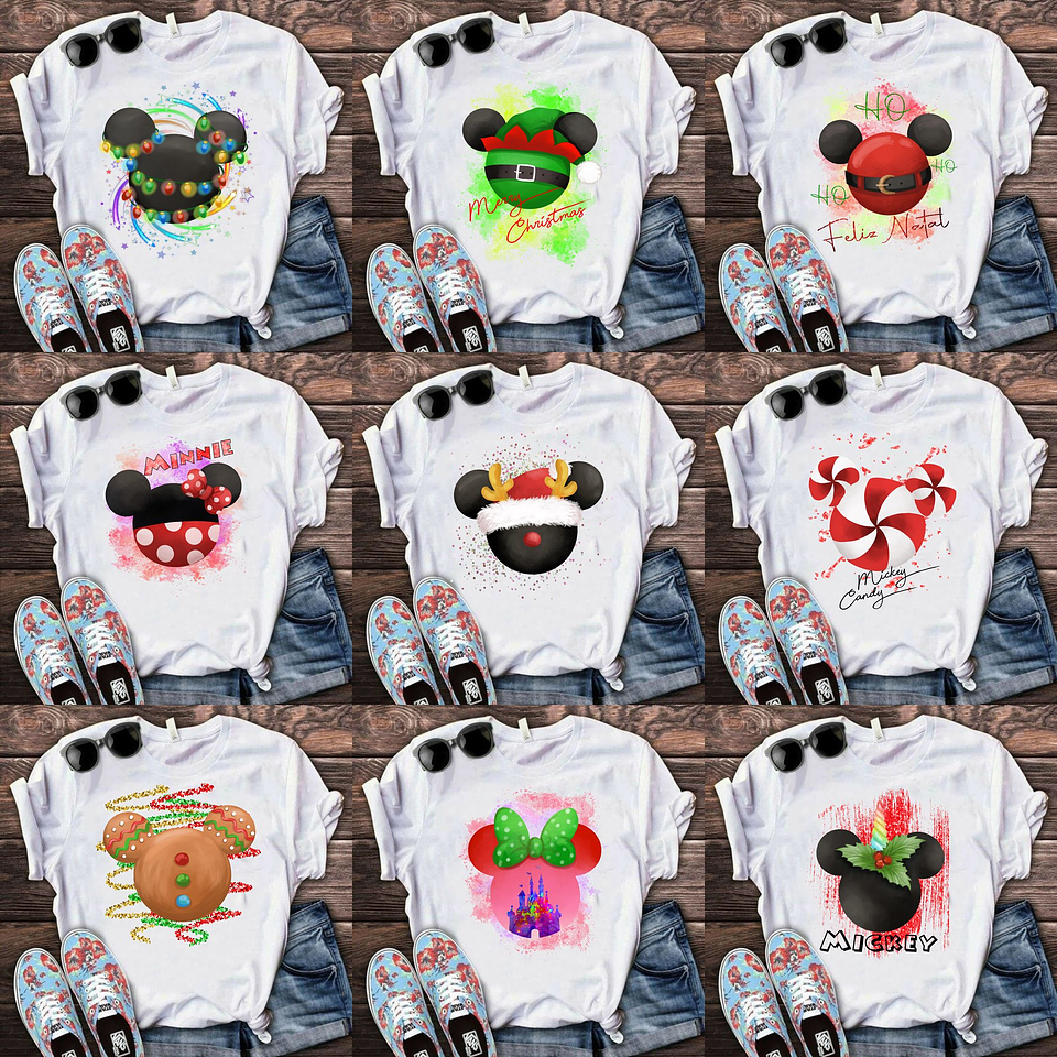 11 Artes Camisa Natal Mickey Sublimação em Corel Draw + Jpg 1