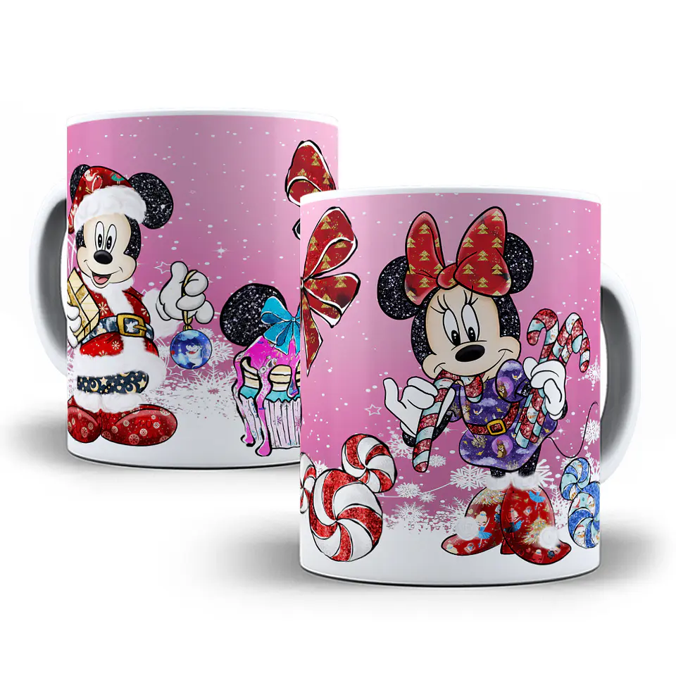 10 Artes Caneca Natal Turma do Mickey Aquarela Sublimação em Corel Draw + Jpg 4