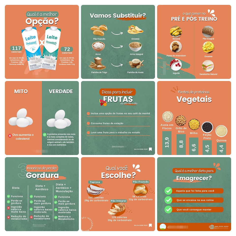 Pack Canva Nutricionista Template Editável 100 Artes + Bônus 7