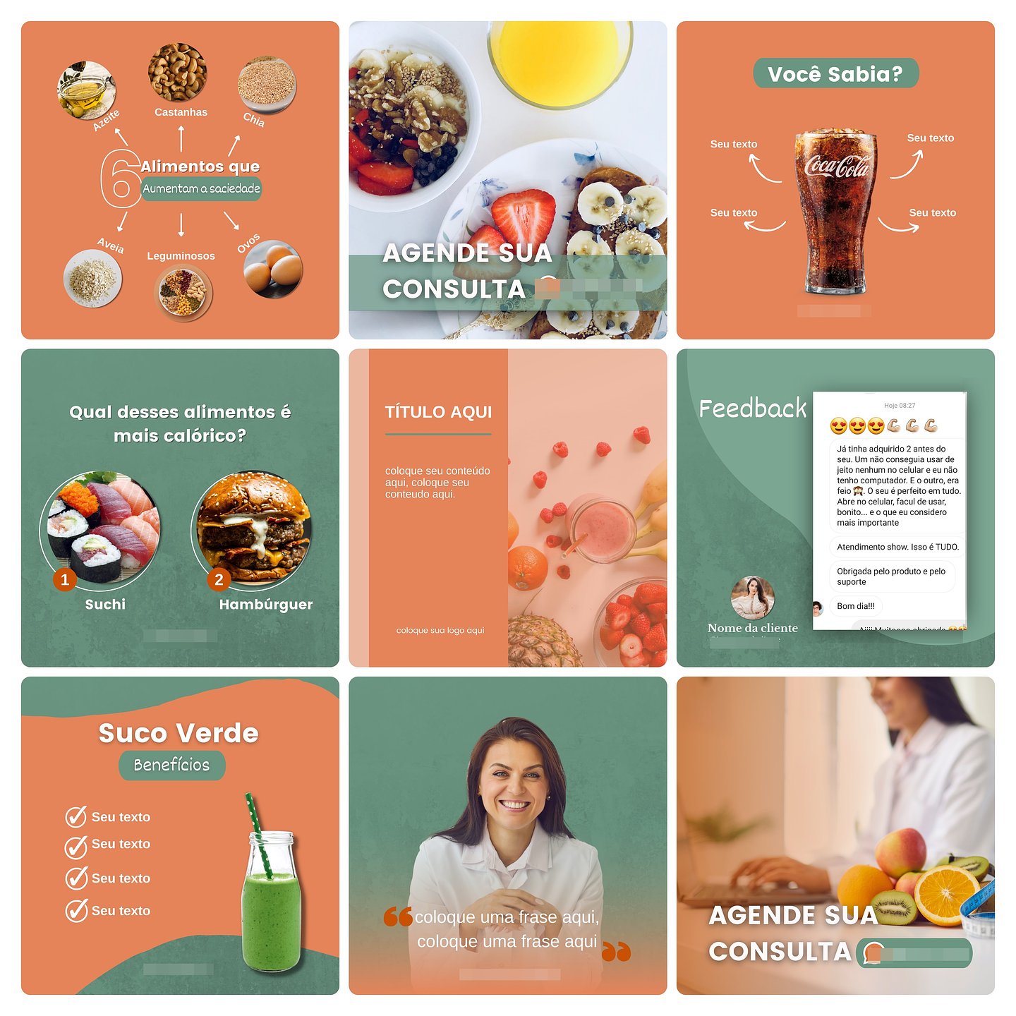 Pack Canva Nutricionista Template Editável 100 Artes + Bônus 9