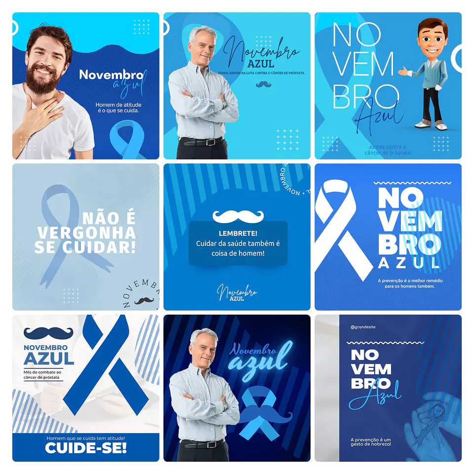 Pack Canva Novembro Azul Template Editável 30 Artes + Bônus 3