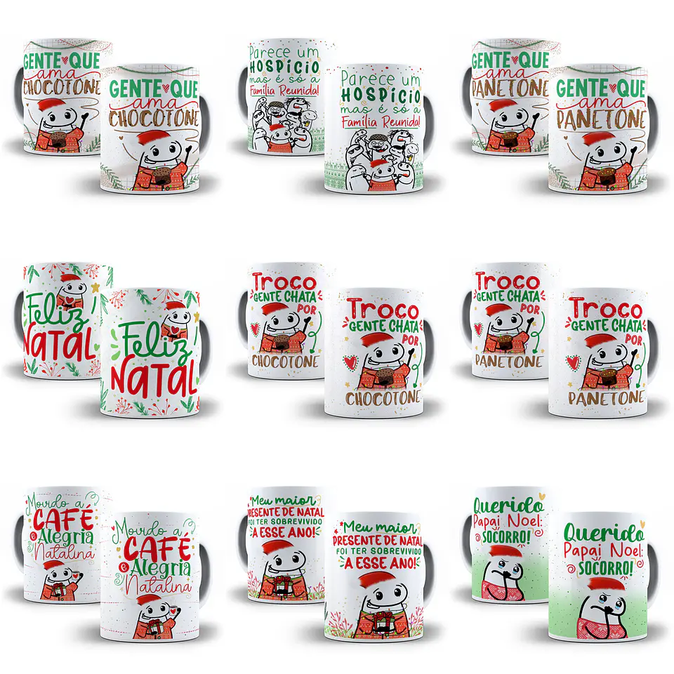 Artes Caneca Flork Natal Memes Bento Editável Pdf + Png 2