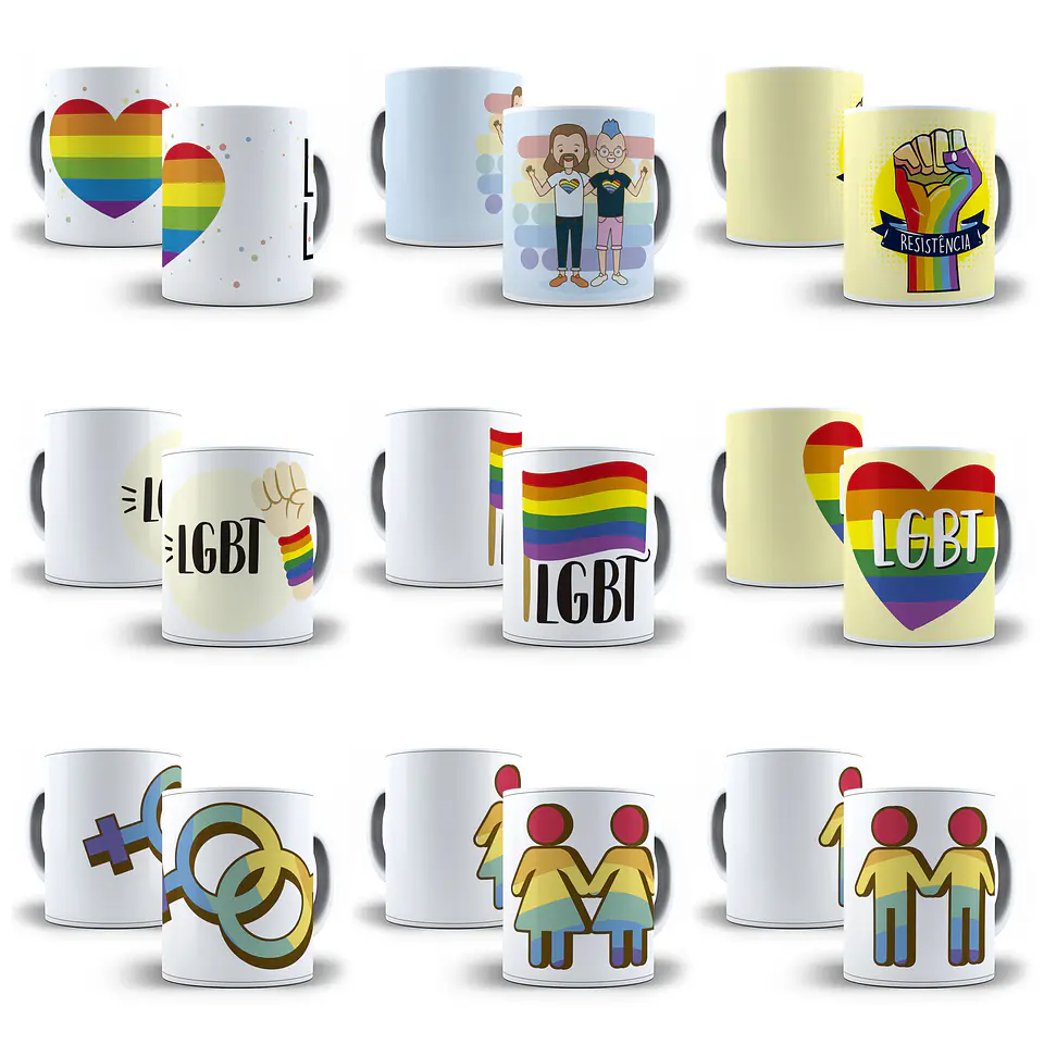 70 Artes Canecas LGBTQIA Editável em Corel Draw  2