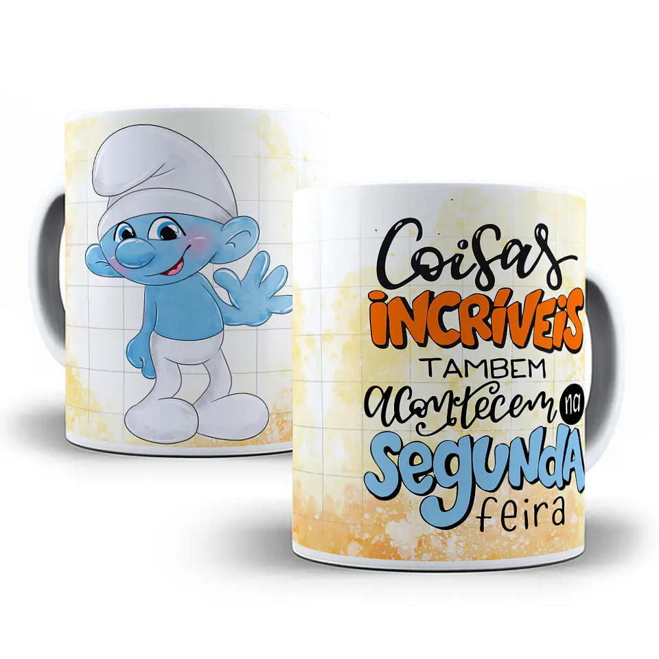 10 Artes para Caneca e Almofada Smurfs Editável em Corel Draw 2