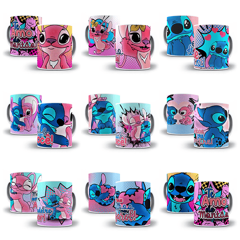 20 Artes para Caneca e Almofada Stitch Love em Jpg