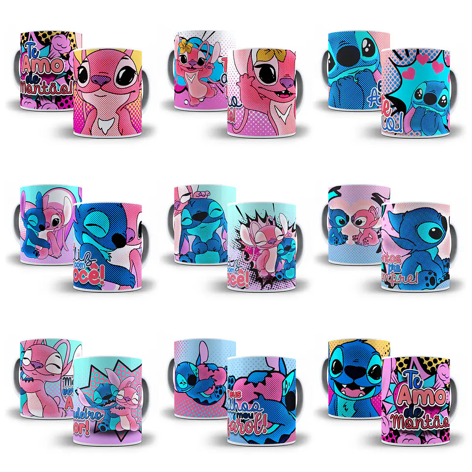 20 Artes para Caneca e Almofada Stitch Love em Jpg 1