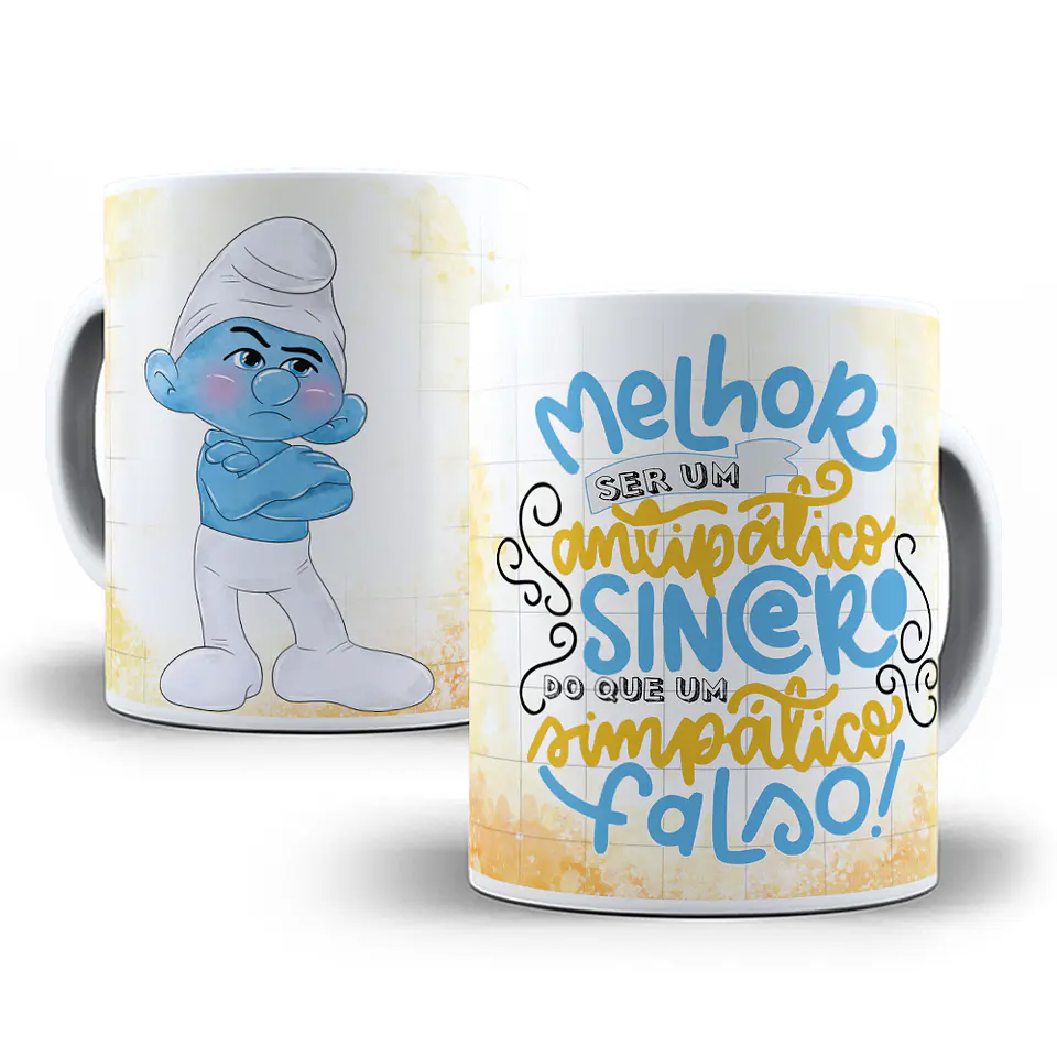 10 Artes para Caneca e Almofada Smurfs Editável em Corel Draw 3