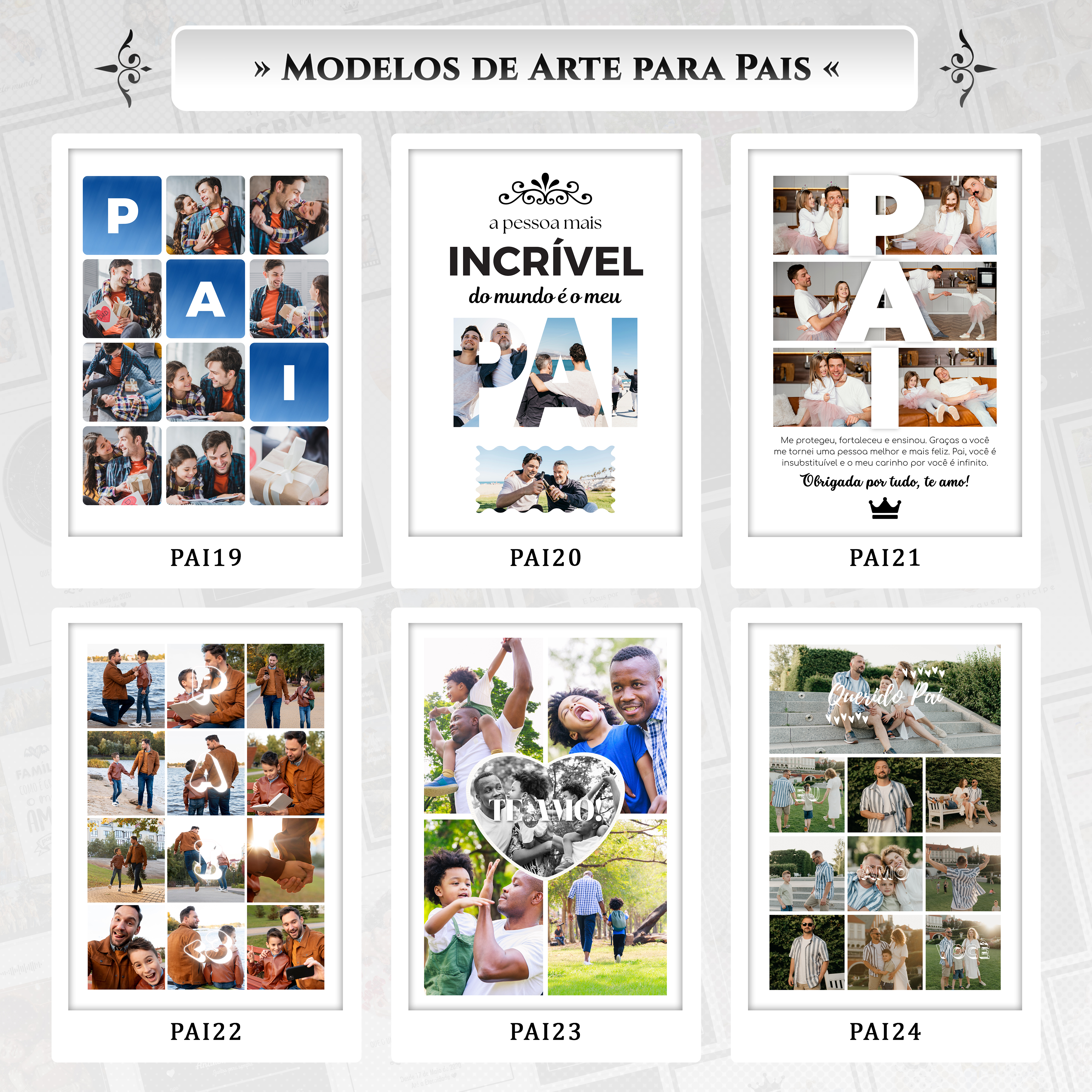 Artes para Quadros Dia dos Pais 22 Arquivos Editáveis Photoshop ou Canva 2