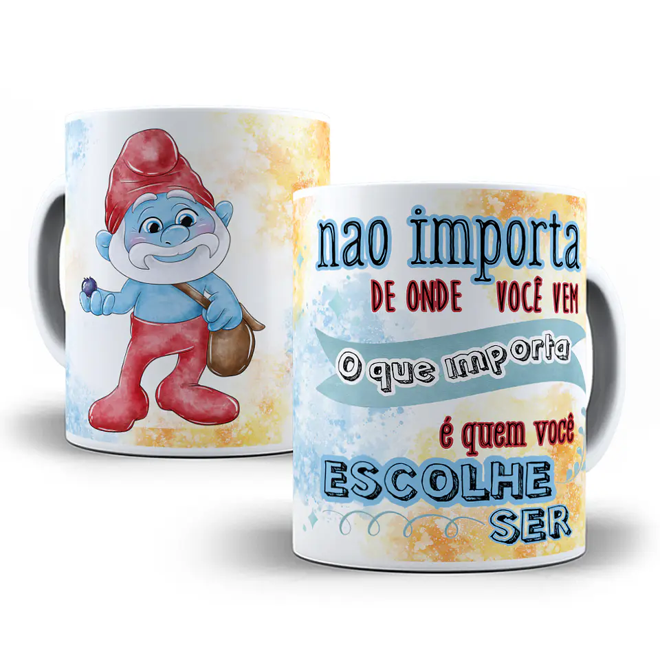 10 Artes para Caneca e Almofada Smurfs Editável em Corel Draw 4