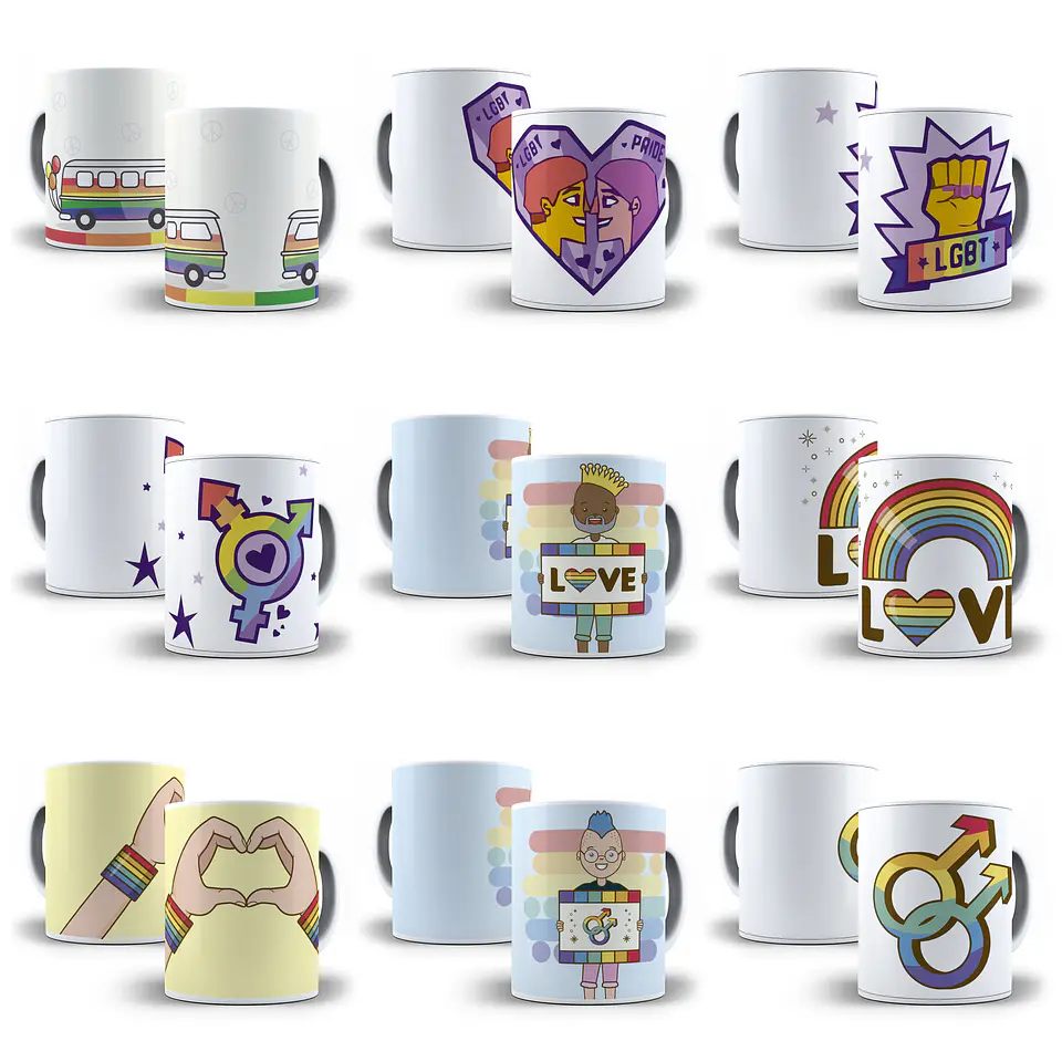 70 Artes Canecas LGBTQIA Editável em Corel Draw  7