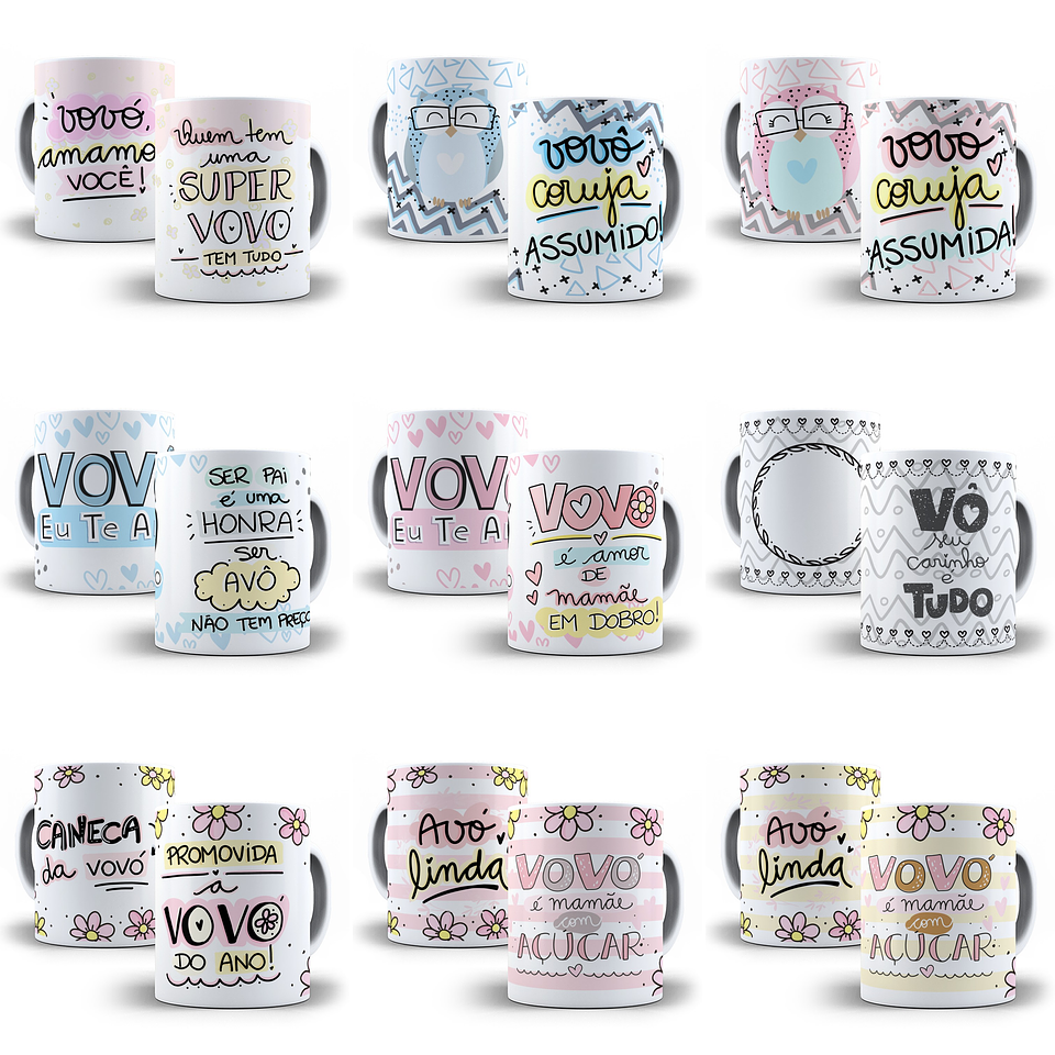 30 Artes para Caneca Dia dos Avós em Corel Draw 2