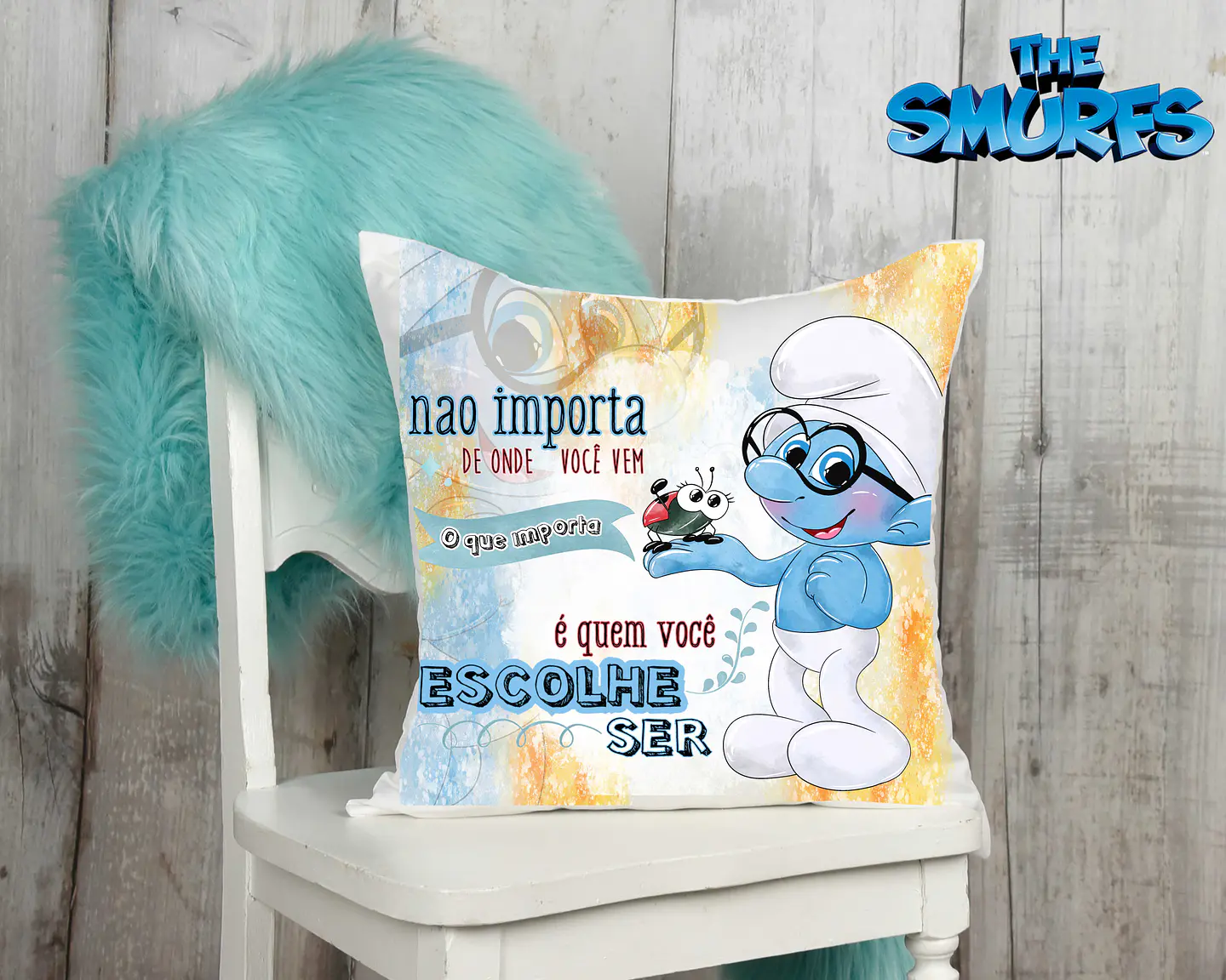 10 Artes para Caneca e Almofada Smurfs Editável em Corel Draw 6