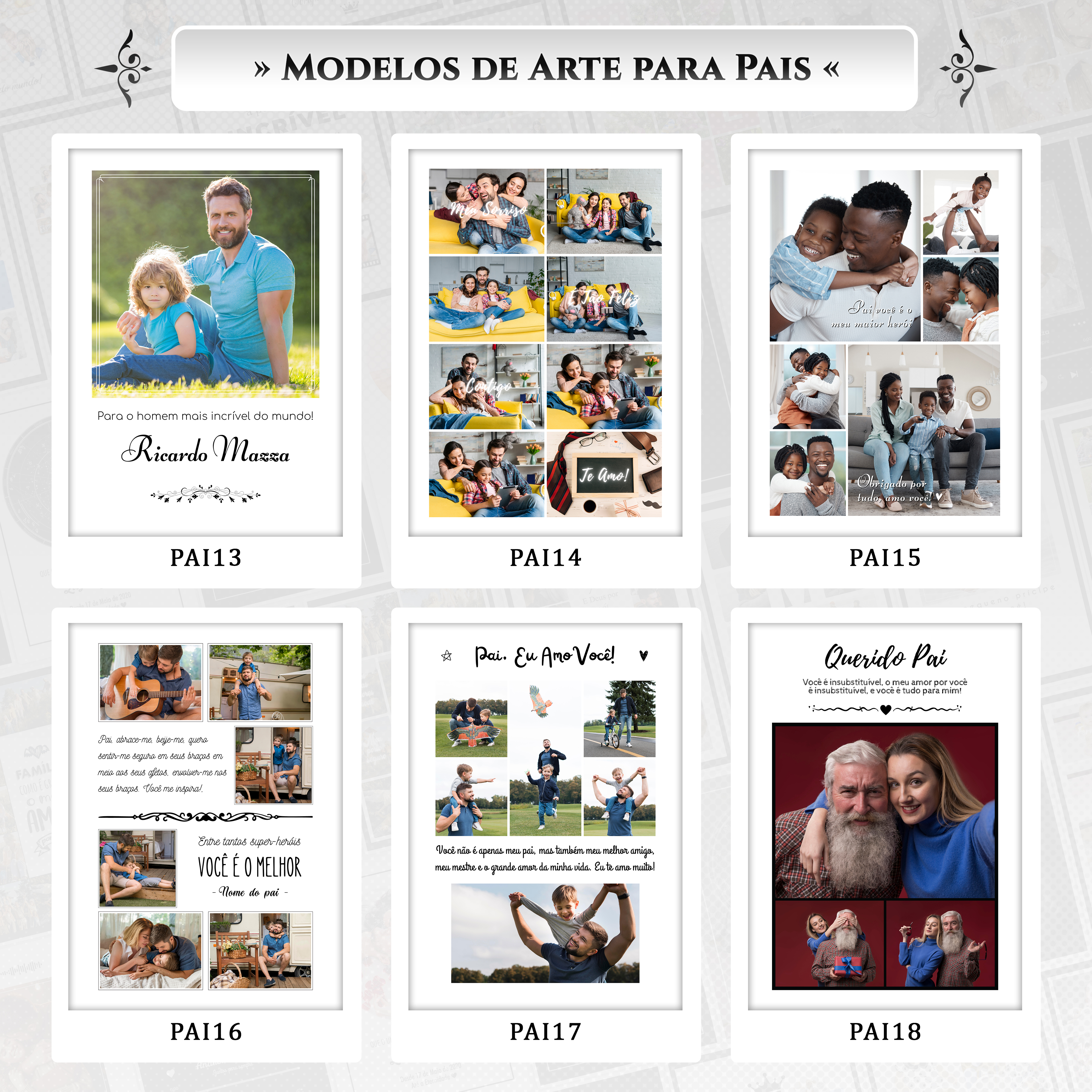 Artes para Quadros Dia dos Pais 22 Arquivos Editáveis Photoshop ou Canva 4