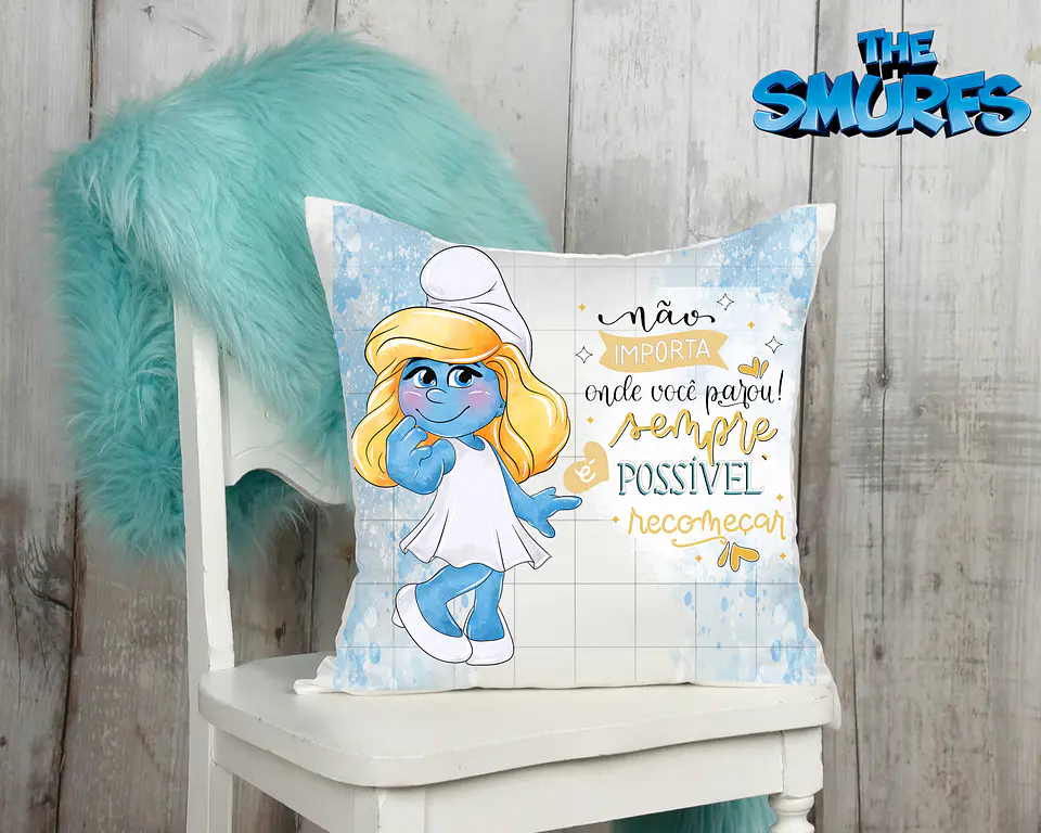 10 Artes para Caneca e Almofada Smurfs Editável em Corel Draw 7