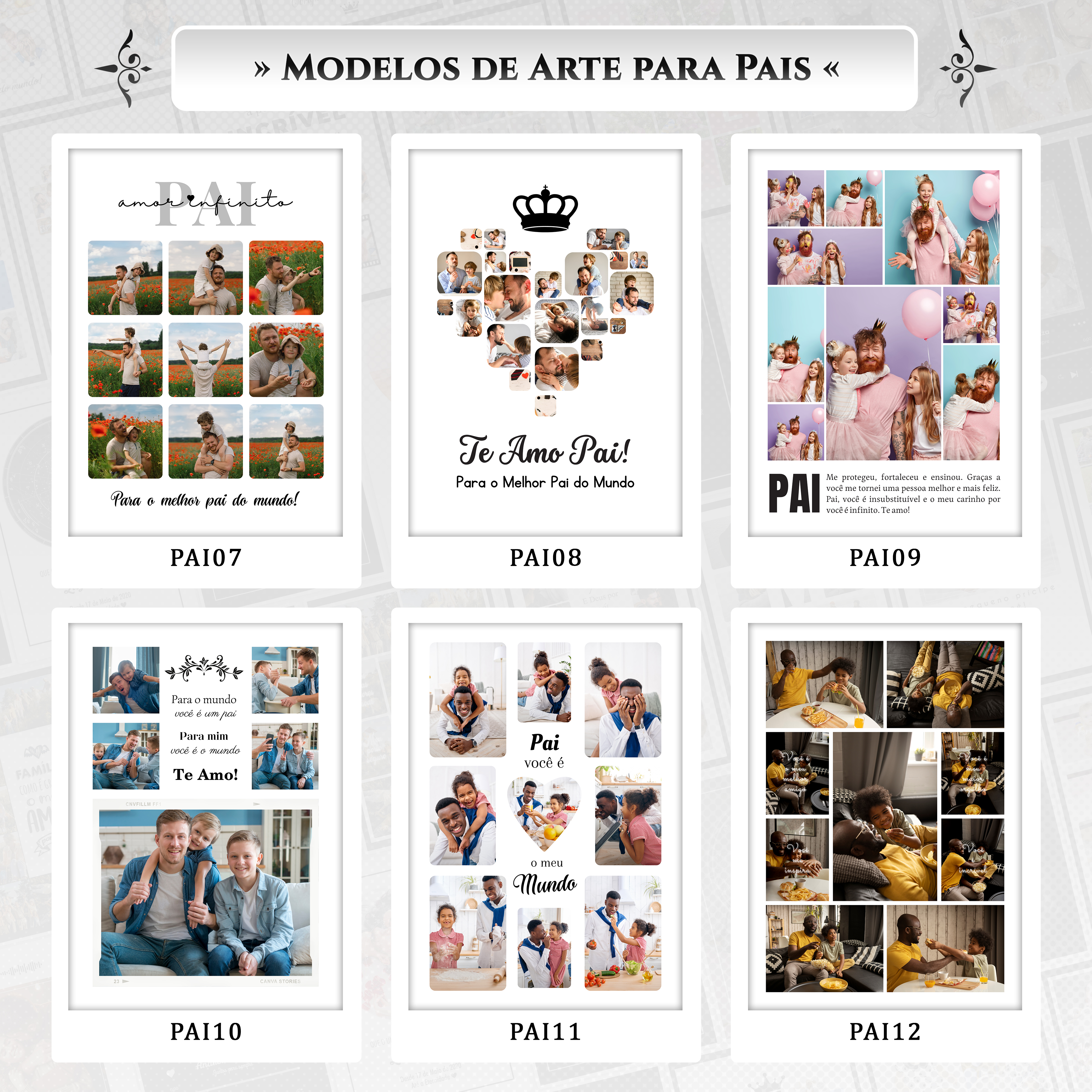 Artes para Quadros Dia dos Pais 22 Arquivos Editáveis Photoshop ou Canva 5