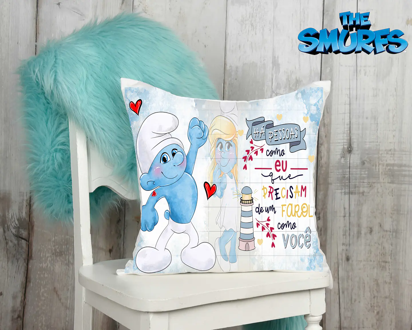 10 Artes para Caneca e Almofada Smurfs Editável em Corel Draw 8