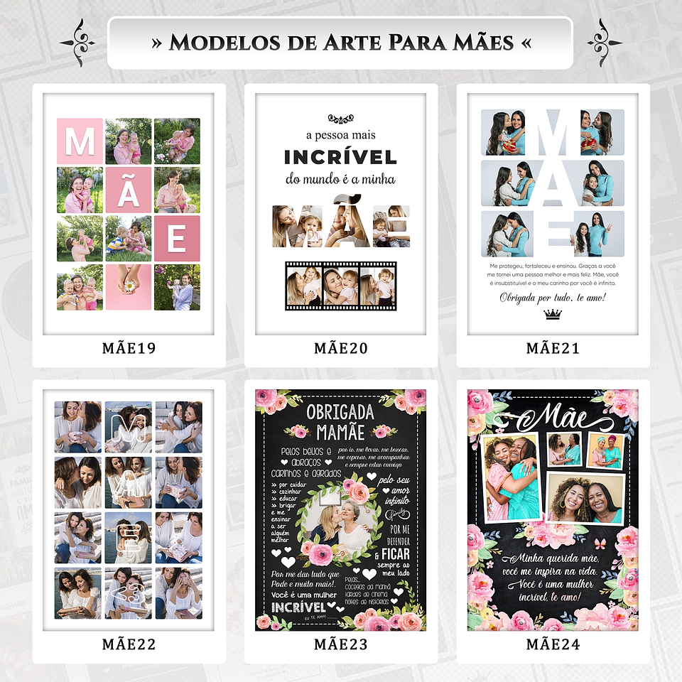 Artes para Quadros Mães 31 Arquivos Editáveis Photoshop ou Canva 3