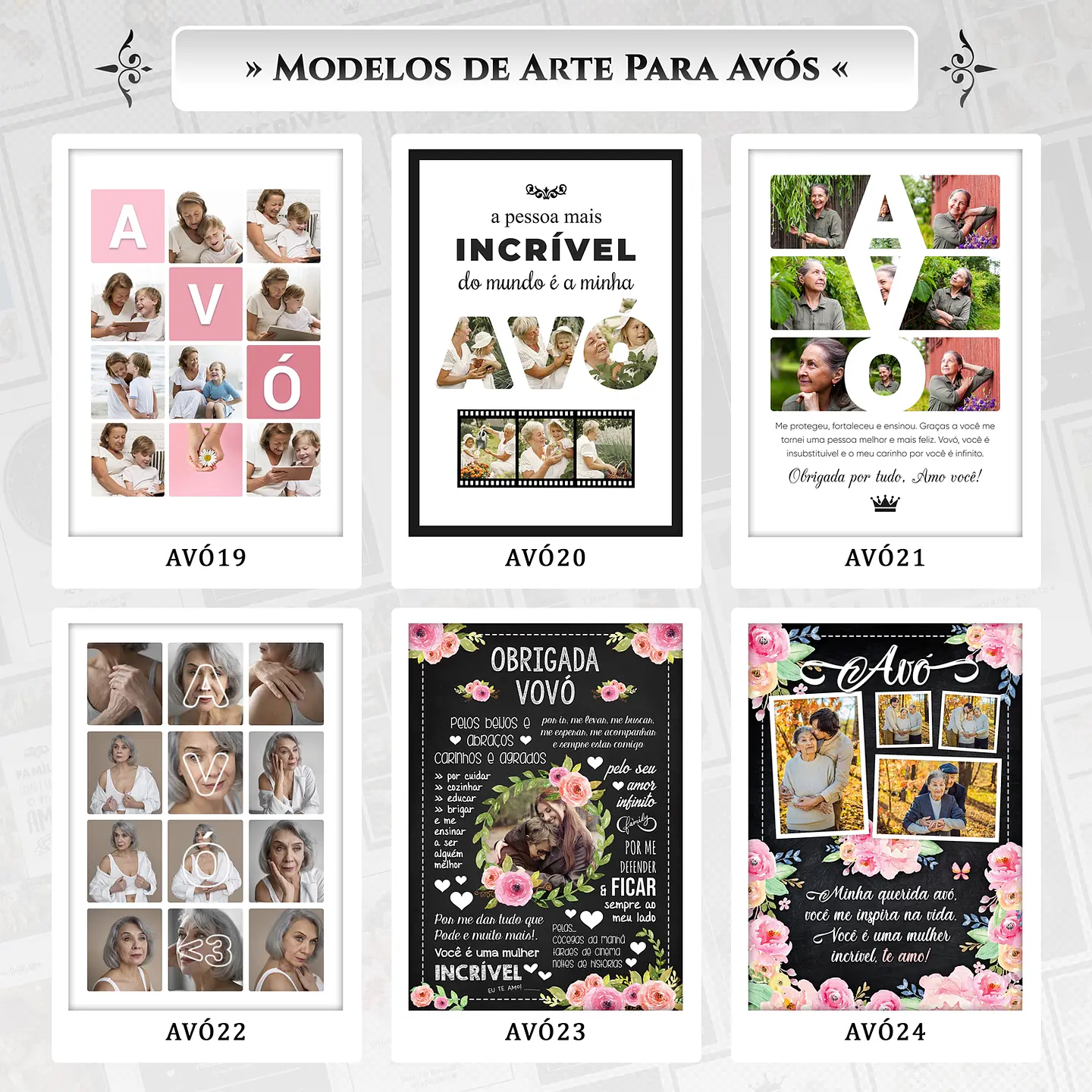 Artes para Quadros Avós 31 Arquivos Editáveis Photoshop ou Canva 1