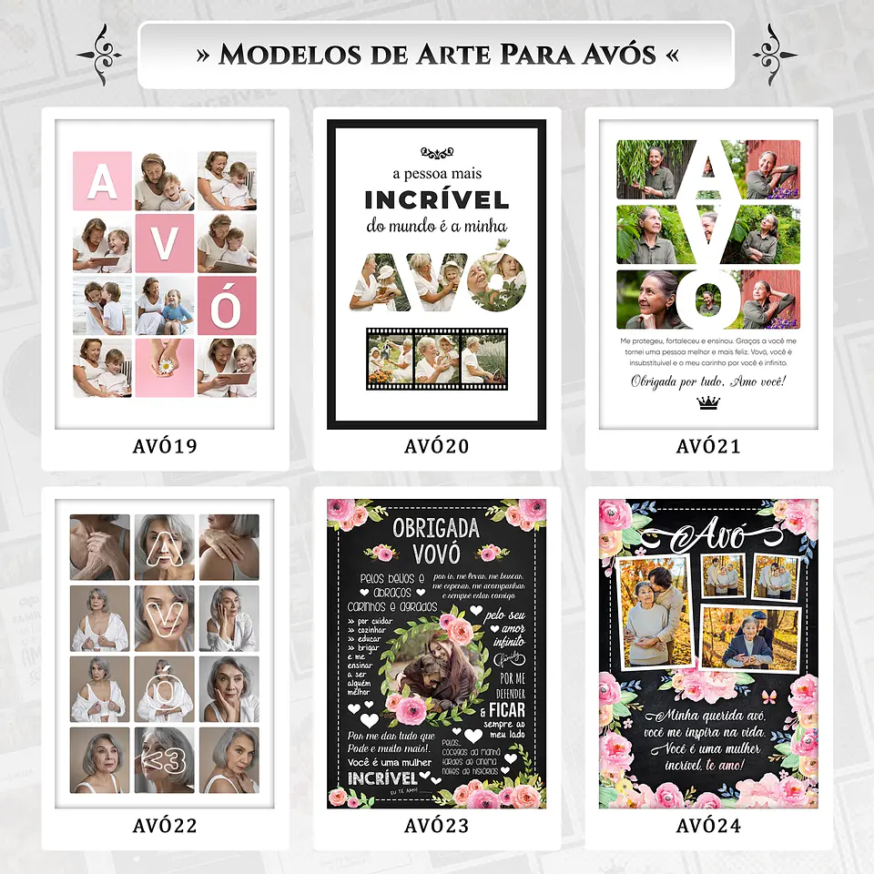 Artes para Quadros Avós 31 Arquivos Editáveis Photoshop ou Canva 1