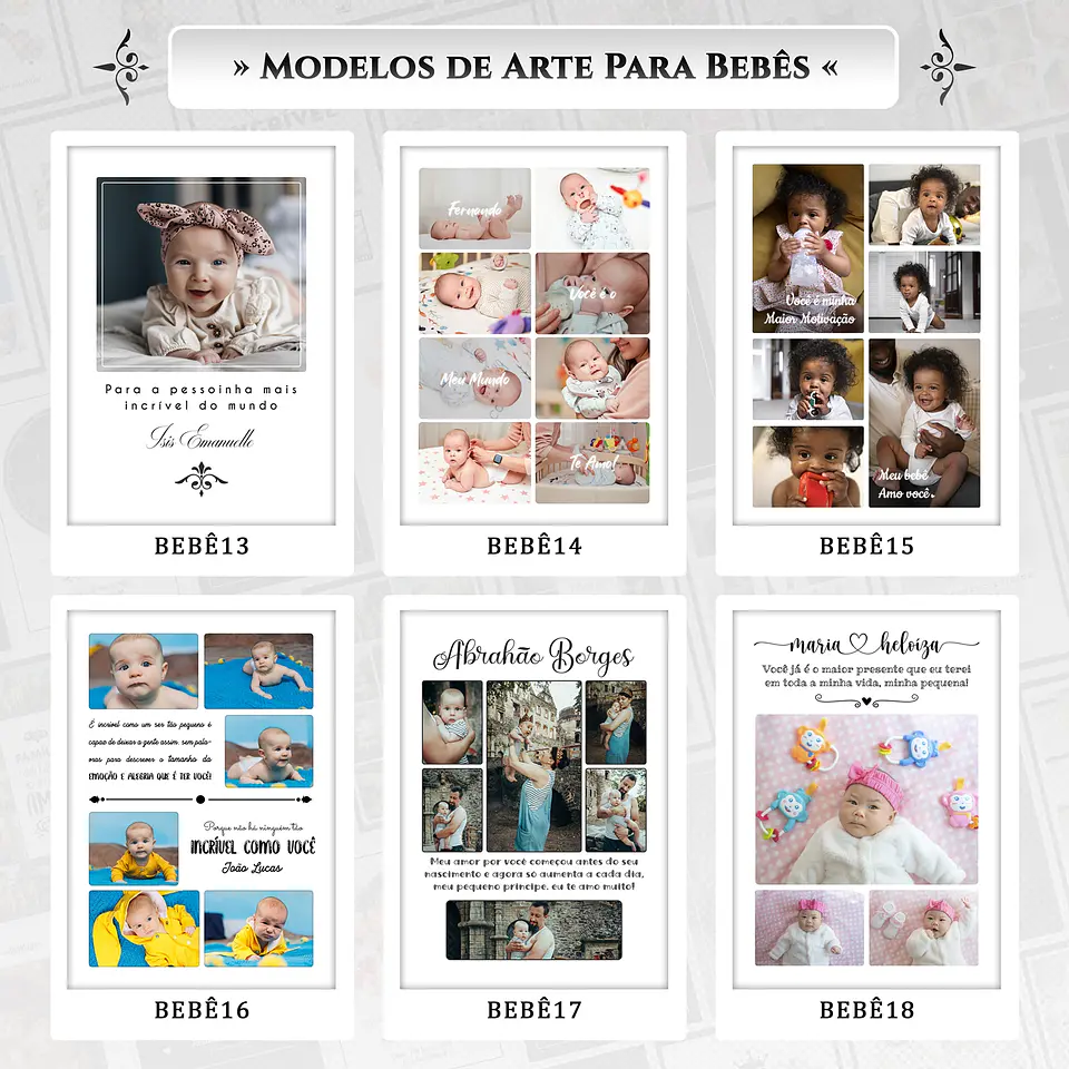 Artes para Quadros Bebês Infantil 24 Arquivos Editáveis Photoshop ou Canva 2