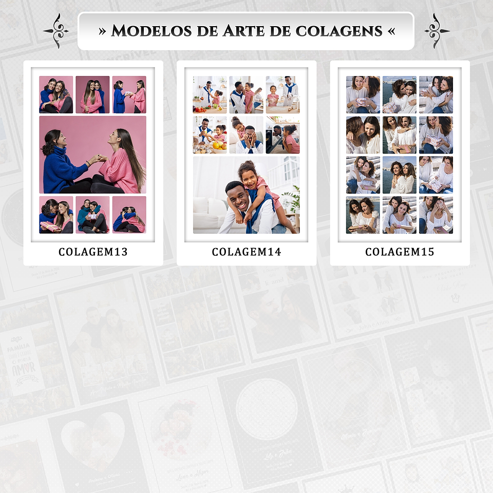 Artes para Quadros Colagens Decorativas 15 Arquivos Editáveis Photoshop ou Canva 3