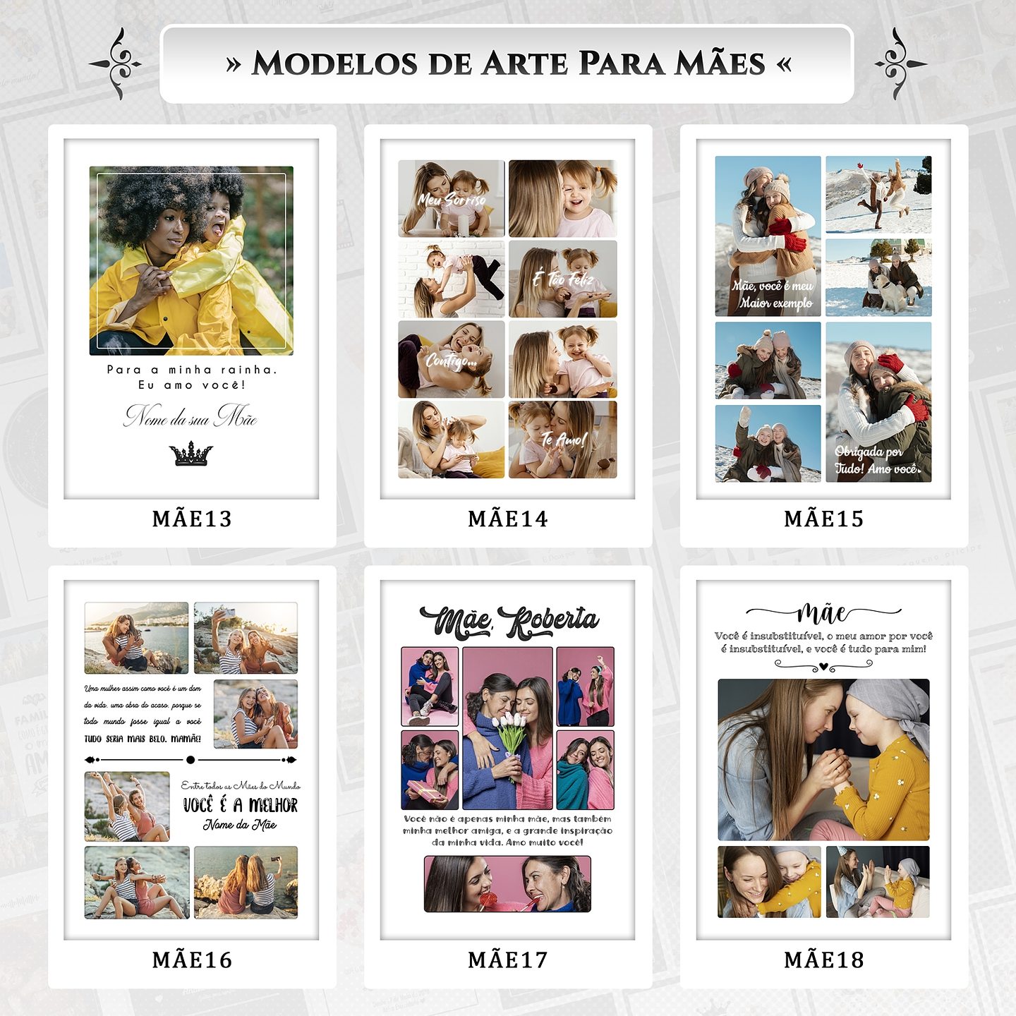 Artes para Quadros Mães 31 Arquivos Editáveis Photoshop ou Canva 5