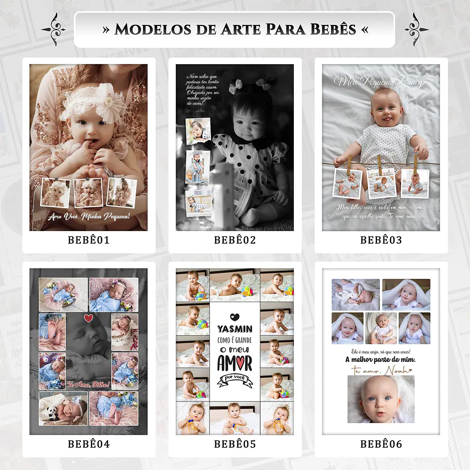 Artes para Quadros Bebês Infantil 24 Arquivos Editáveis Photoshop ou Canva 3