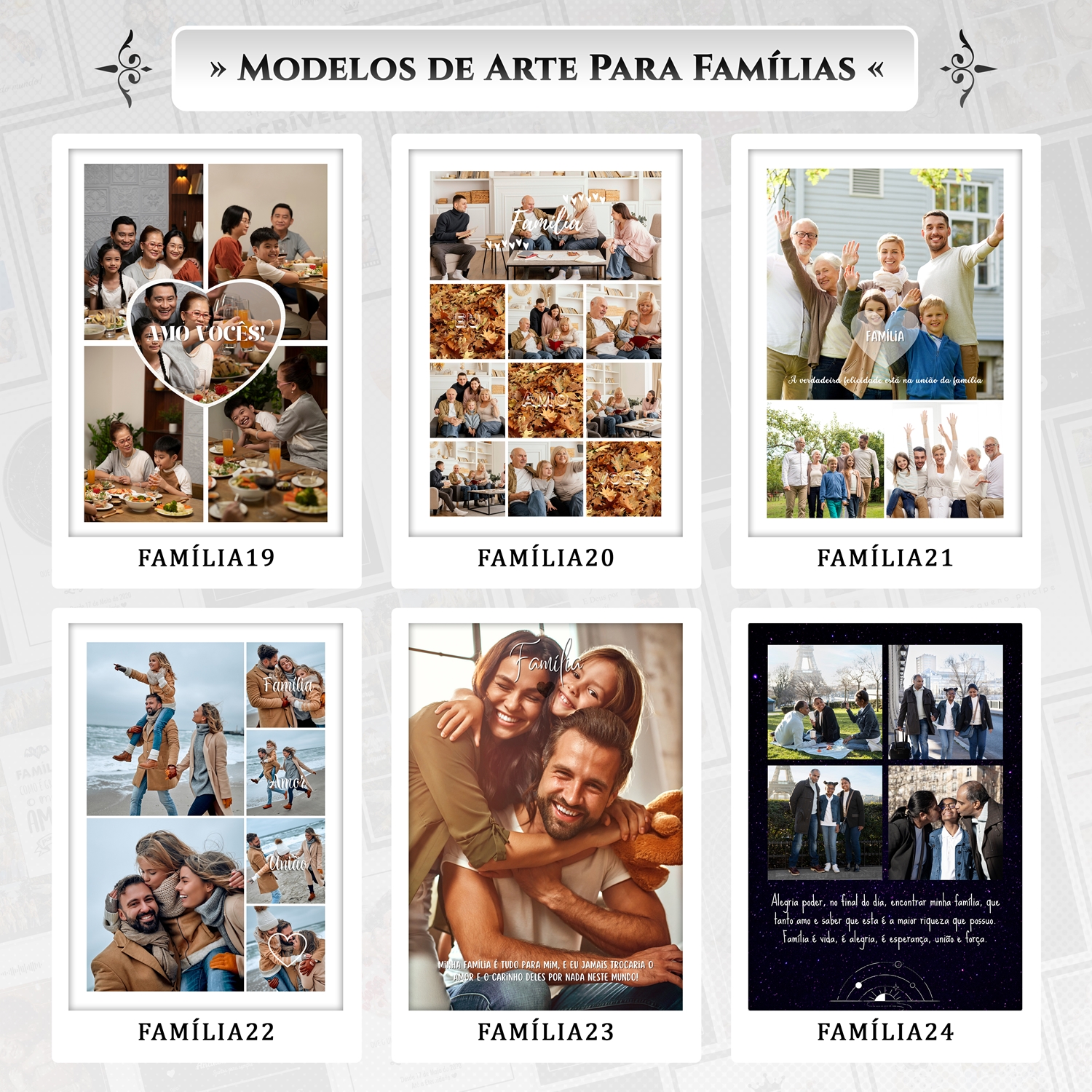 Artes para Quadros Família 24 Arquivos Editáveis Photoshop ou Canva 5